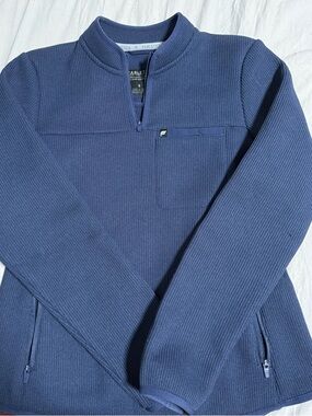Fabletics Women’s Navy Blue Quarter-Zip Waffle Knit Sweater